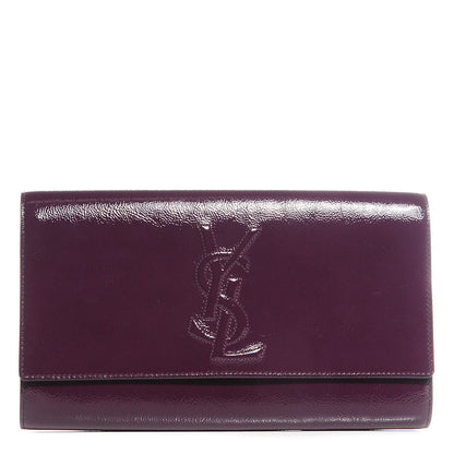 Saint Laurent Textured Patent Large Belle De Jour Clutch Violet 1 of 7