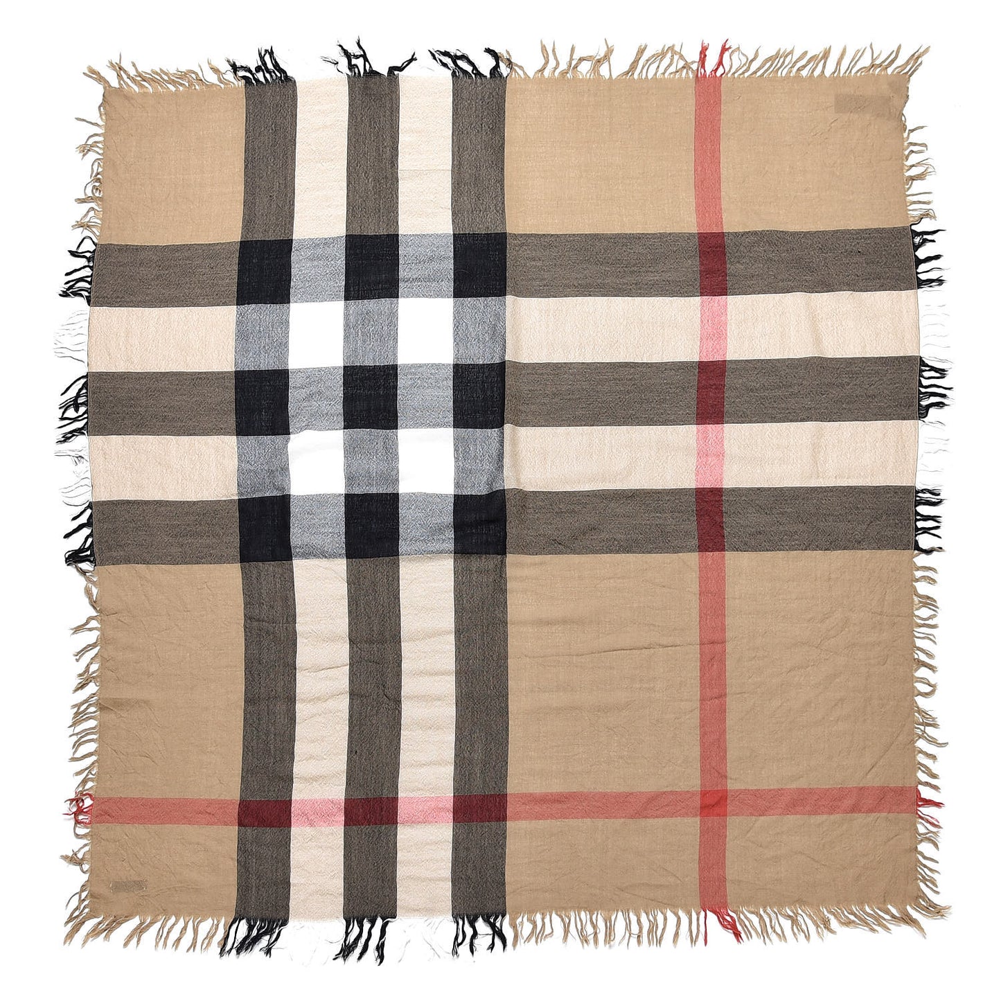Merino Wool House Check Scarf Brown