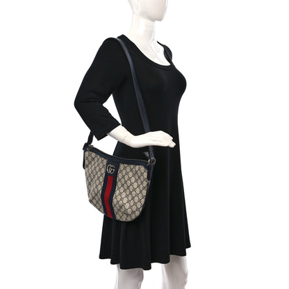 Gucci GG Supreme Monogram Textured Dollar Calfskin Web Small Ophidia Half Moon Hobo Beige Blue 2 of 9