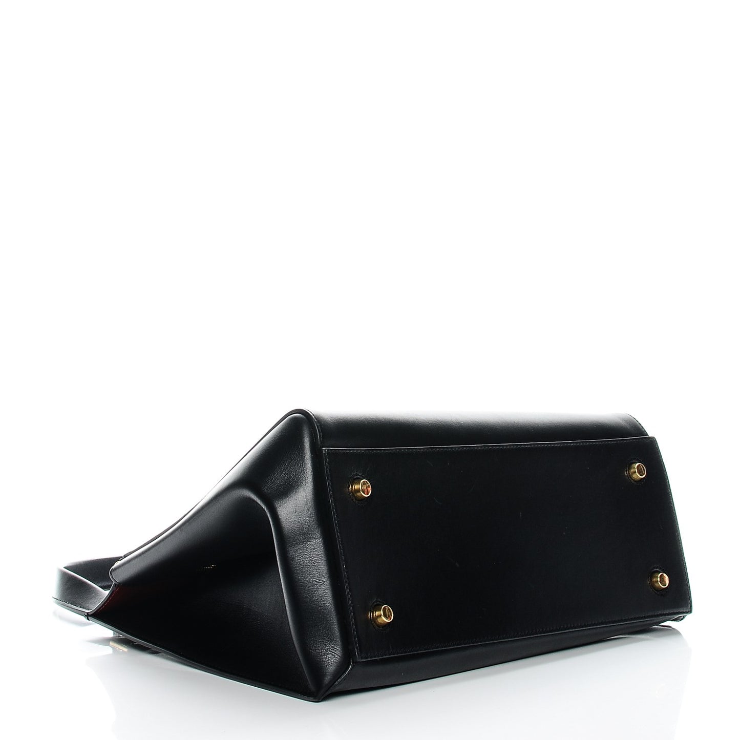 Palmelato Calfskin Medium Edge Shoulder Bag Black