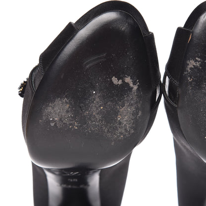 Louis Vuitton Satin Athen Peep Toe Pumps 38 Black 9 of 10