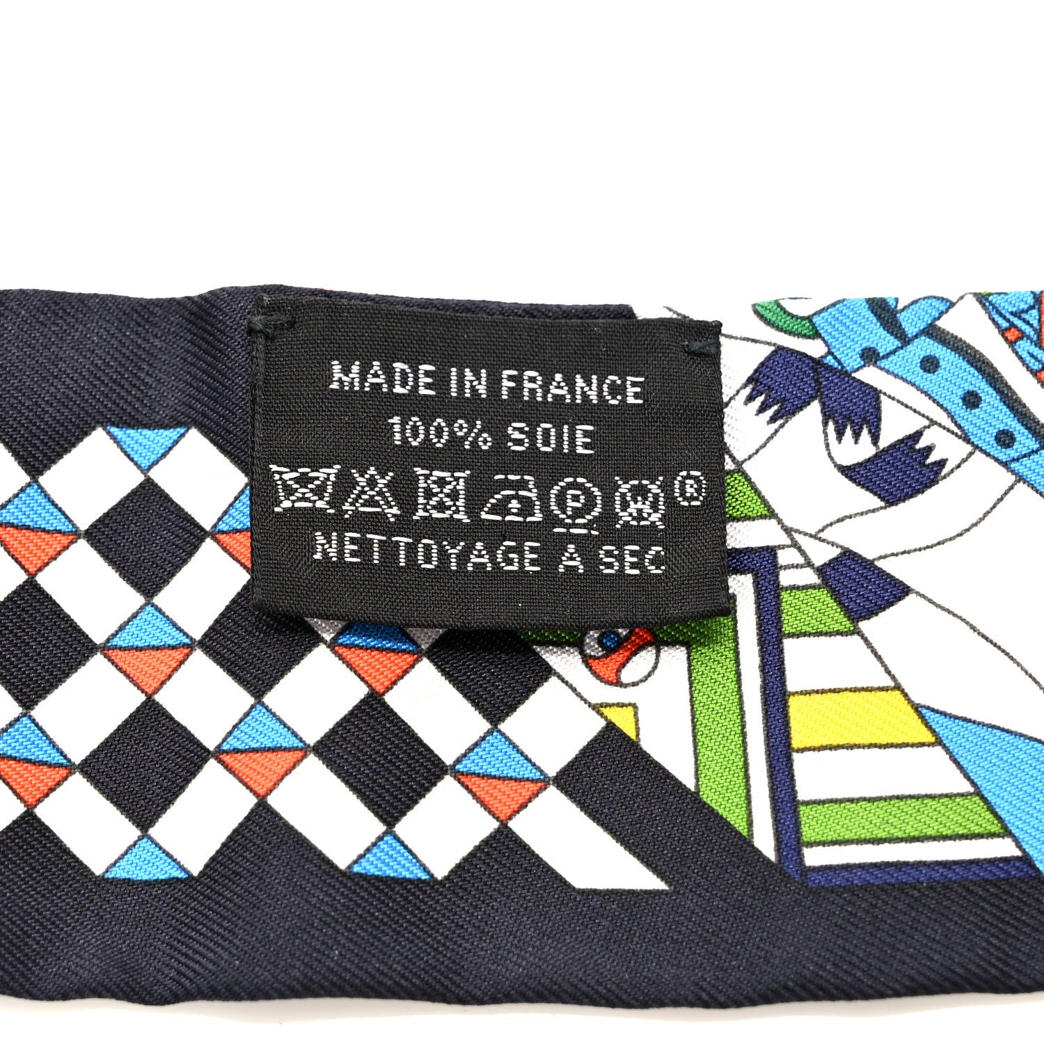 Hermes Silk De l'Ombrelle Aux Duels Twilly Black Bleu Jaune Vif 4 of 4