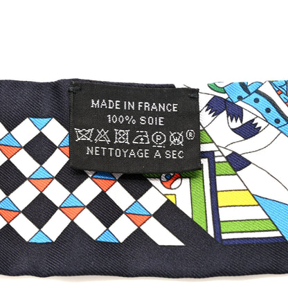 Hermes Silk De l'Ombrelle Aux Duels Twilly Black Bleu Jaune Vif 4 of 4