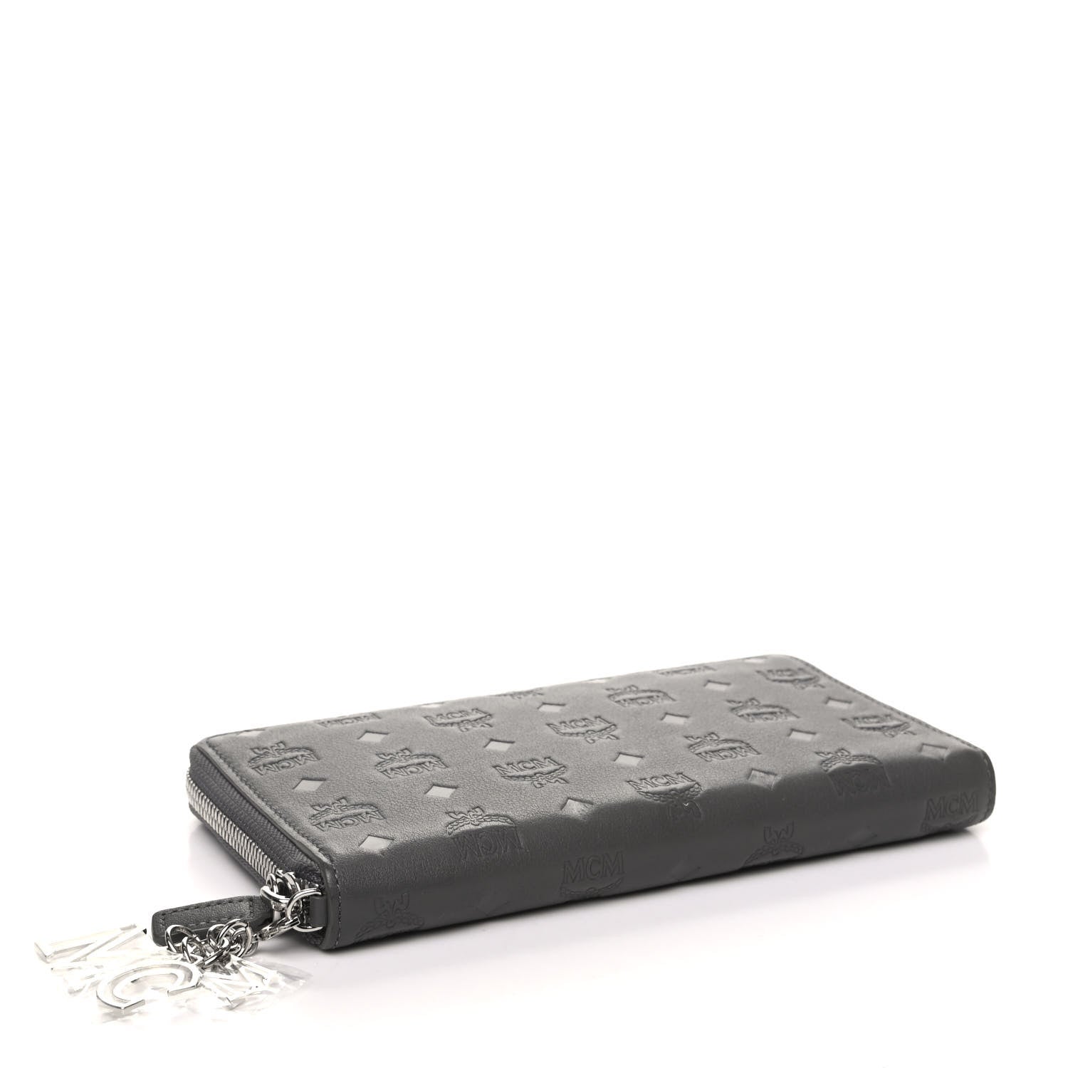 MCM Calfskin Ottomar Monogram Klara Zip Wallet Grey 4 of 7