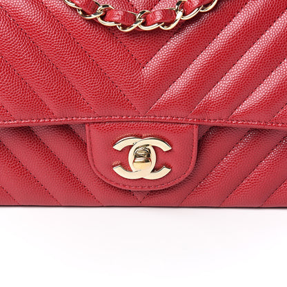 Chanel Caviar Chevron Quilted Mini Rectangular Flap Dark Pink 10 of 10
