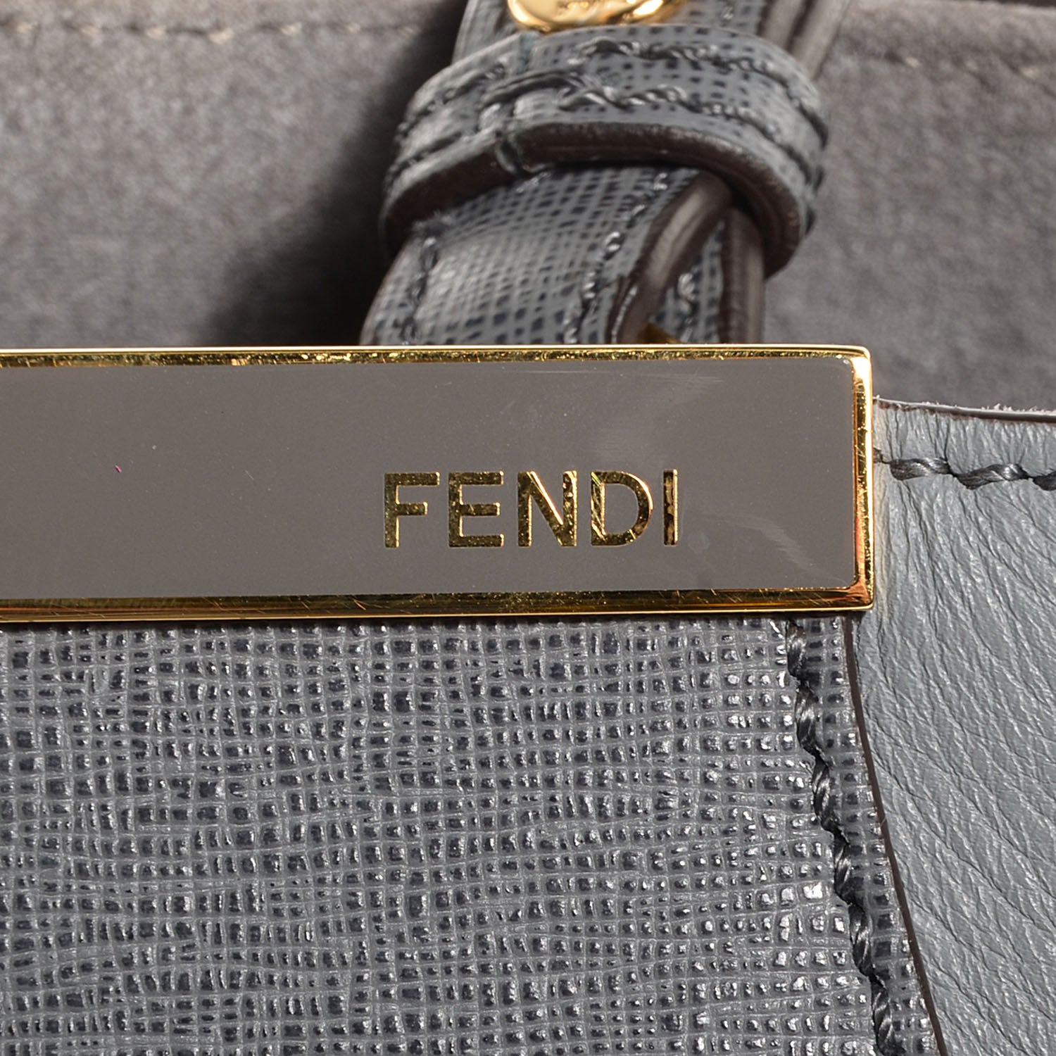Fendi Vitello Elite Flamingo Regular 2Jours Tote Grigio Grigio Chiaro 10 of 10
