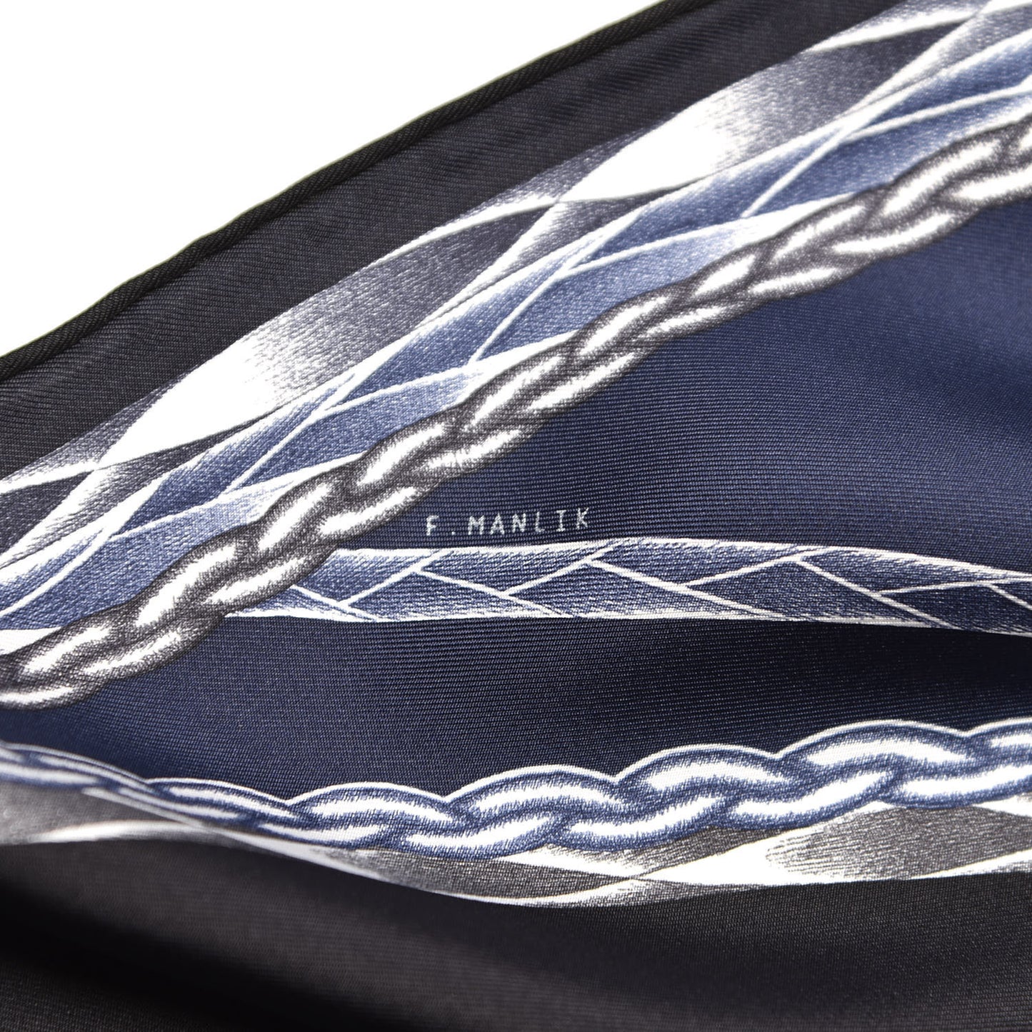 Silk Robe Du Soir Scarf 90 Marine Encre Blanc