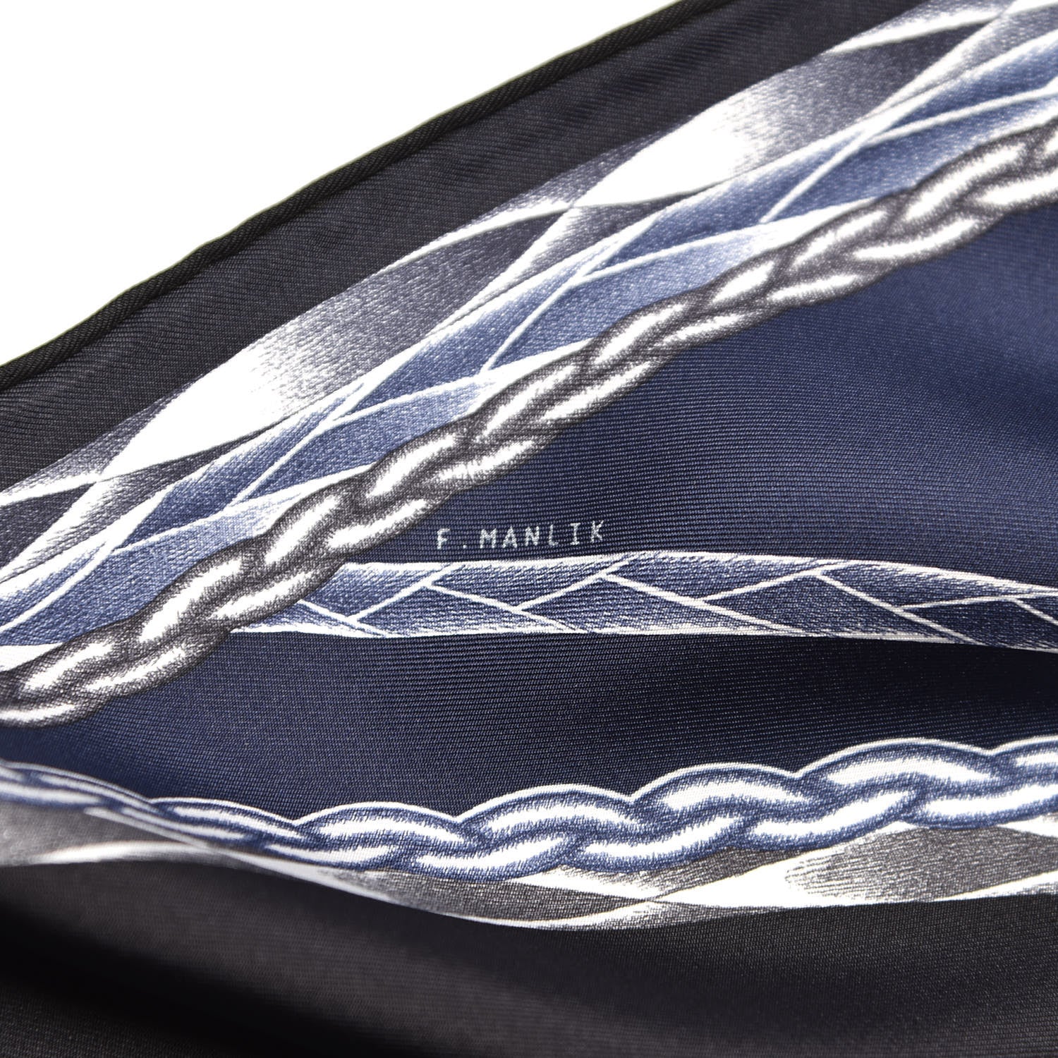 Hermes Silk Robe Du Soir Scarf 90 Marine Encre Blanc 6 of 7
