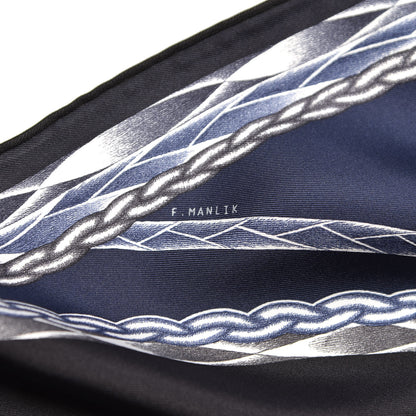 Hermes Silk Robe Du Soir Scarf 90 Marine Encre Blanc 6 of 7