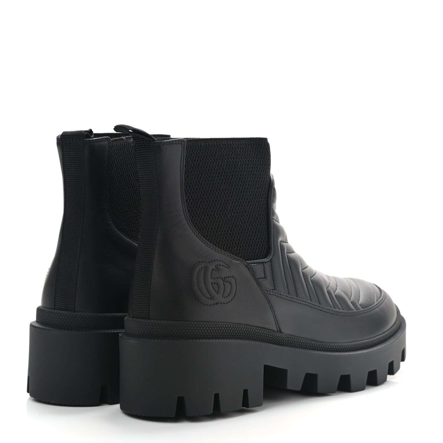 Gucci Calfskin Nappa Matelasse Frances Chelsea Boots 39 Black 4 of 8