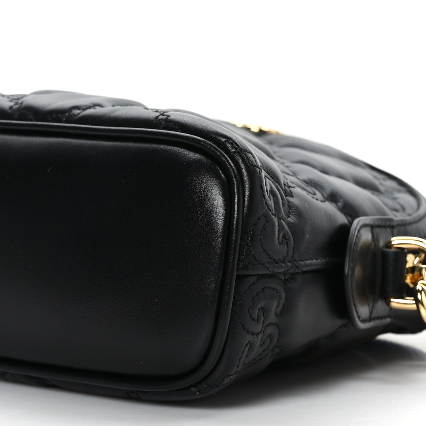 Calfskin GG Matelasse Small Dome Shoulder Bag Black Natural