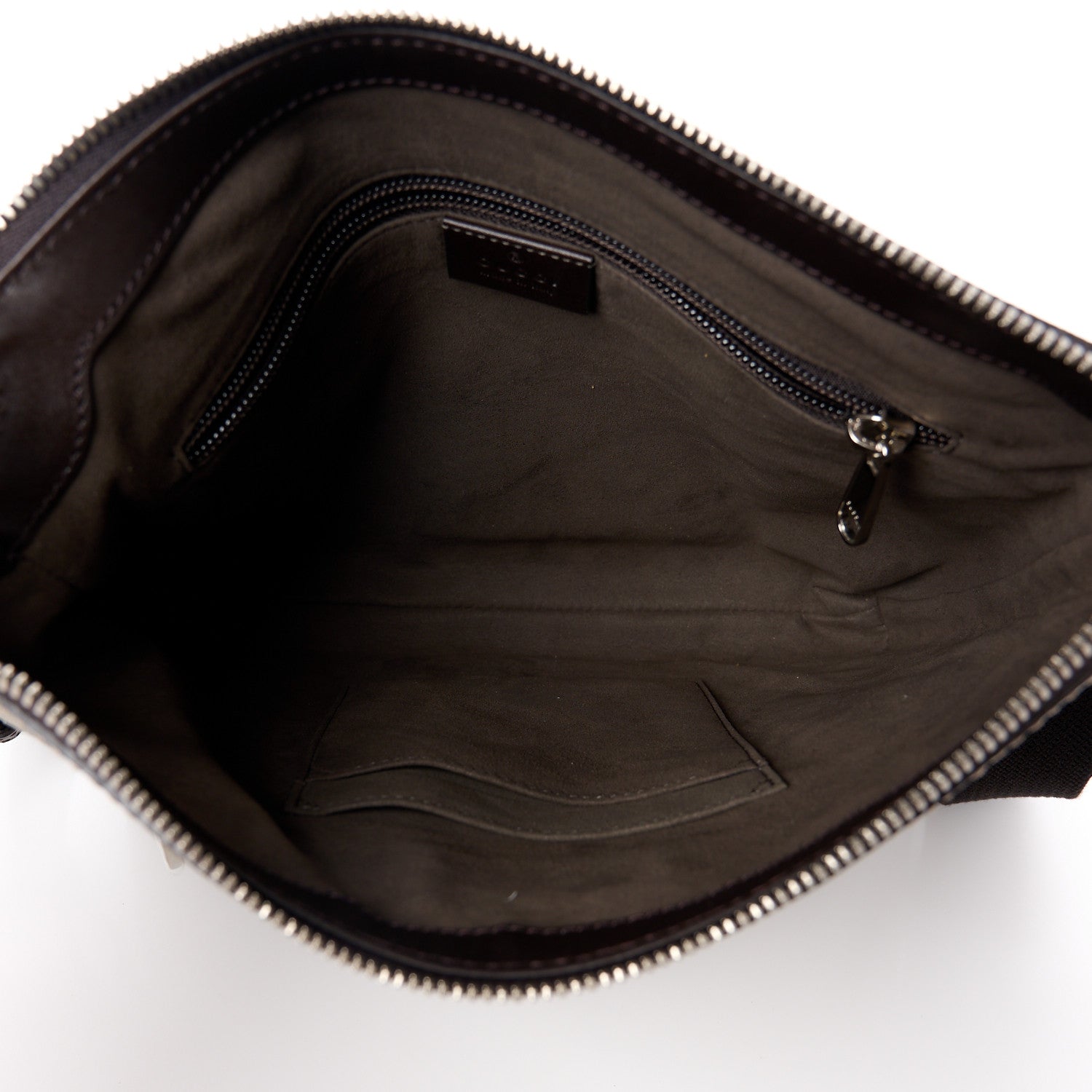 Gucci GG Supreme Monogram Selleria Calfskin Small Flat Side Zip Messenger Bag Beige Ebony Cocoa Dark Chocolate 5 of 12