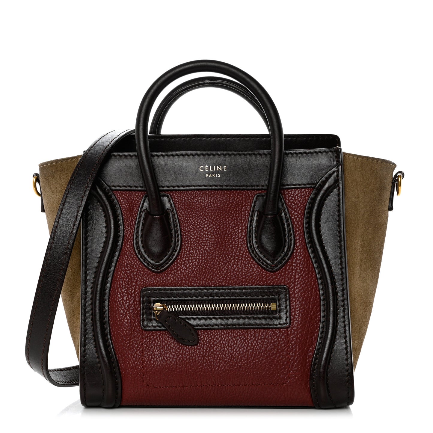 Calfskin Suede Nano Tri-Color Luggage Burgundy