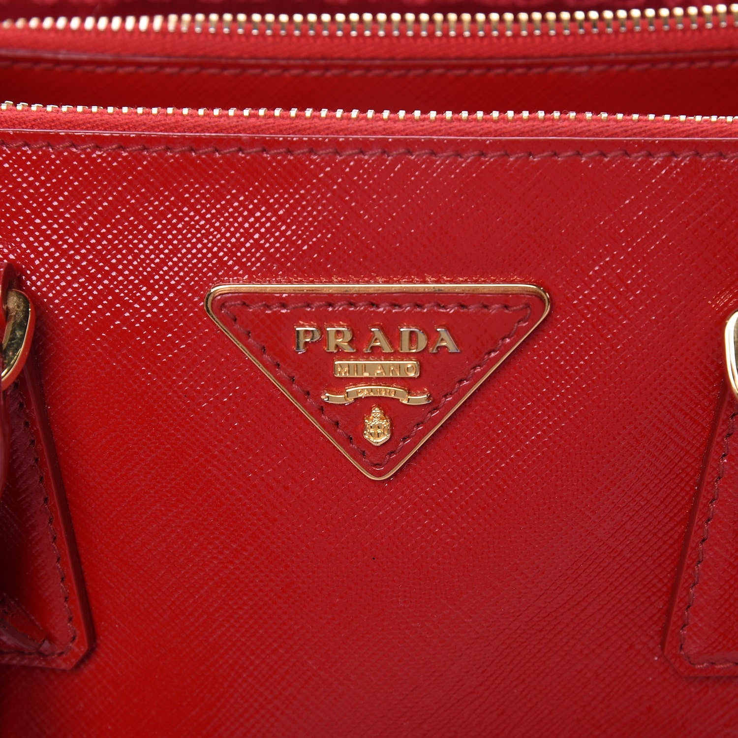 Prada Saffiano Vernice Small Galleria Double Zip Tote Rosso 8 of 17