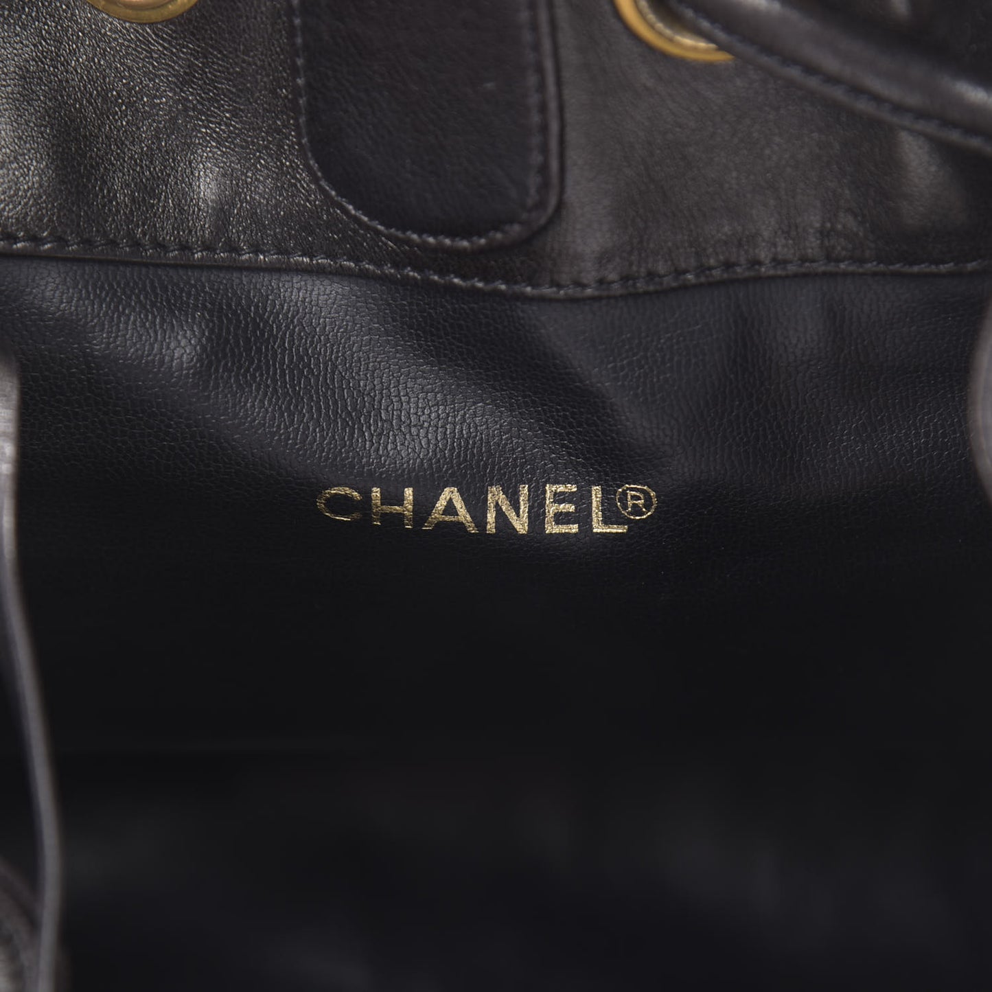 Lambskin CC Drawstring Backpack Black