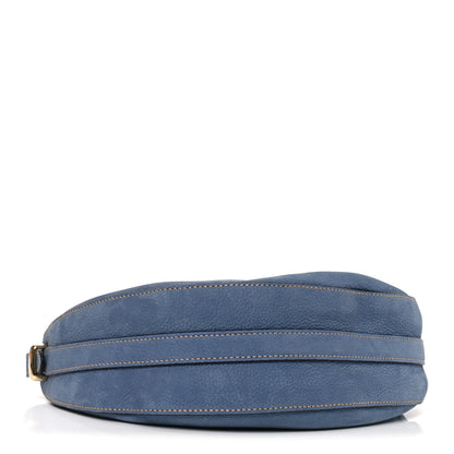 Prada Nubuck Small Arque Shoulder Bag Aviation Blue 4 of 9