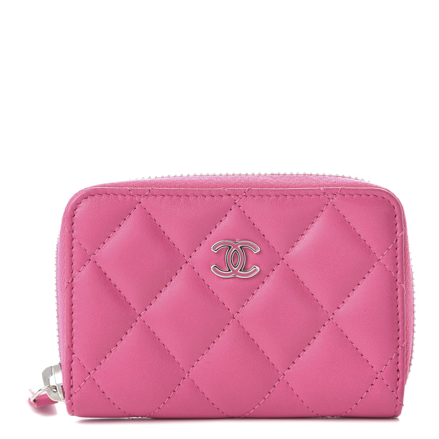 Chanel Lambskin Quilted Zip Around Coin Purse Pink 1 of 11