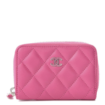 Chanel Lambskin Quilted Zip Around Coin Purse Pink 1 of 11