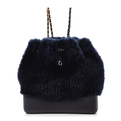 Chanel Shearling Small Gabrielle Backpack Navy 1 of 11
