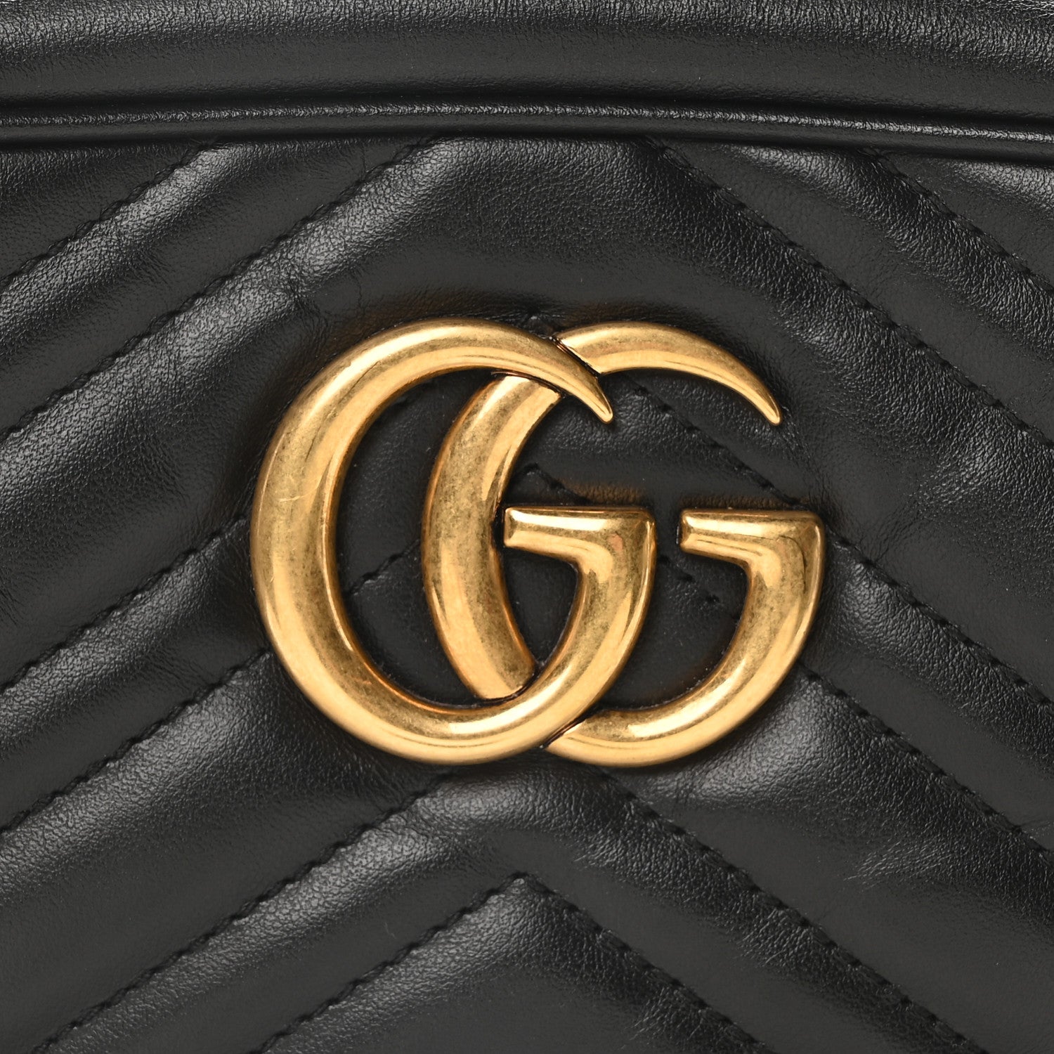 Gucci Calfskin Matelasse Small GG Marmont Chain Shoulder Bag Black 8 of 10