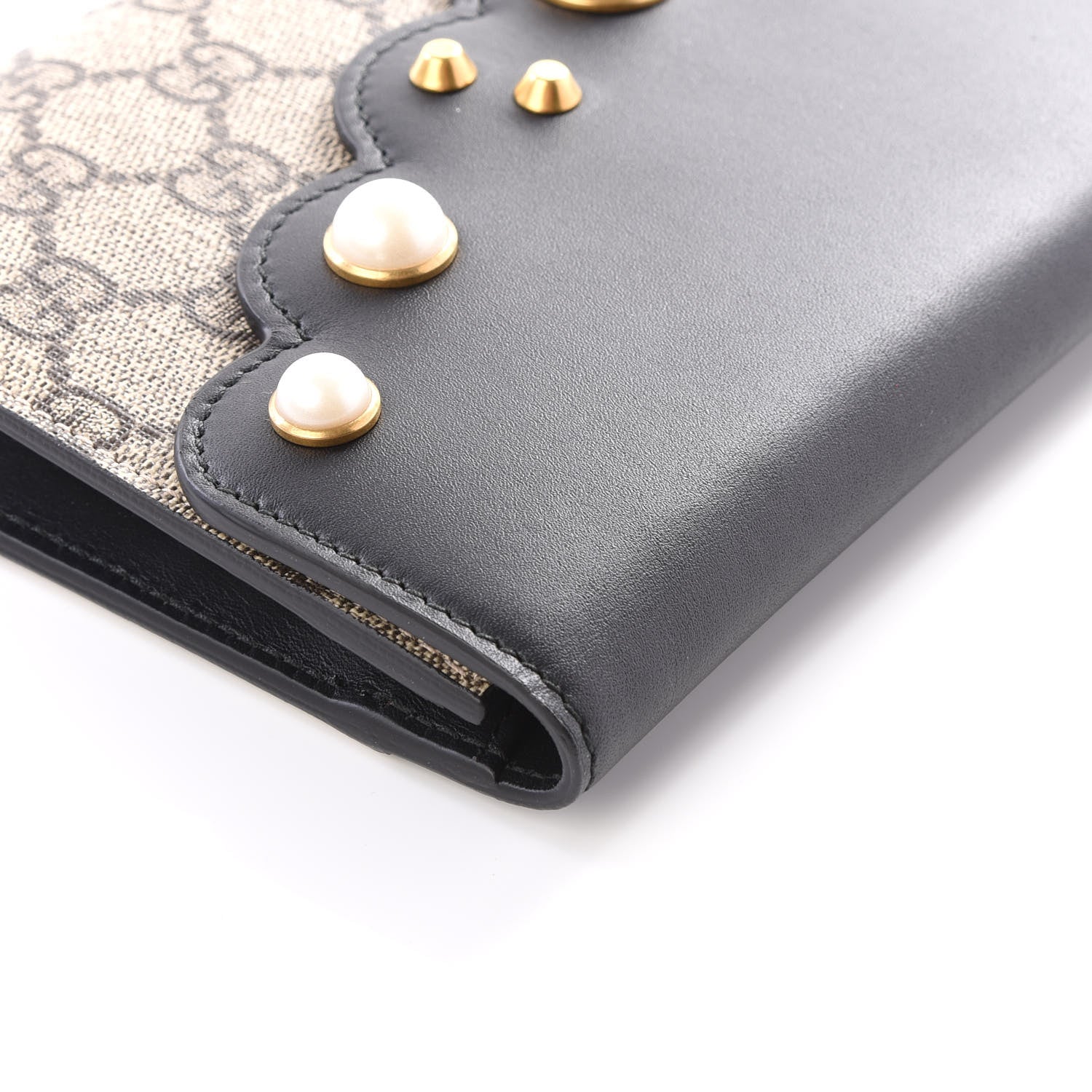 Gucci GG Supreme Monogram Mini Peony Pearly Clutch Black 7 of 11