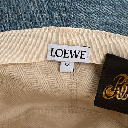 Loewe X PAULA'S IBIZA Denim Frayed Fisherman Bucket Hat 58 Blue 8 of 9