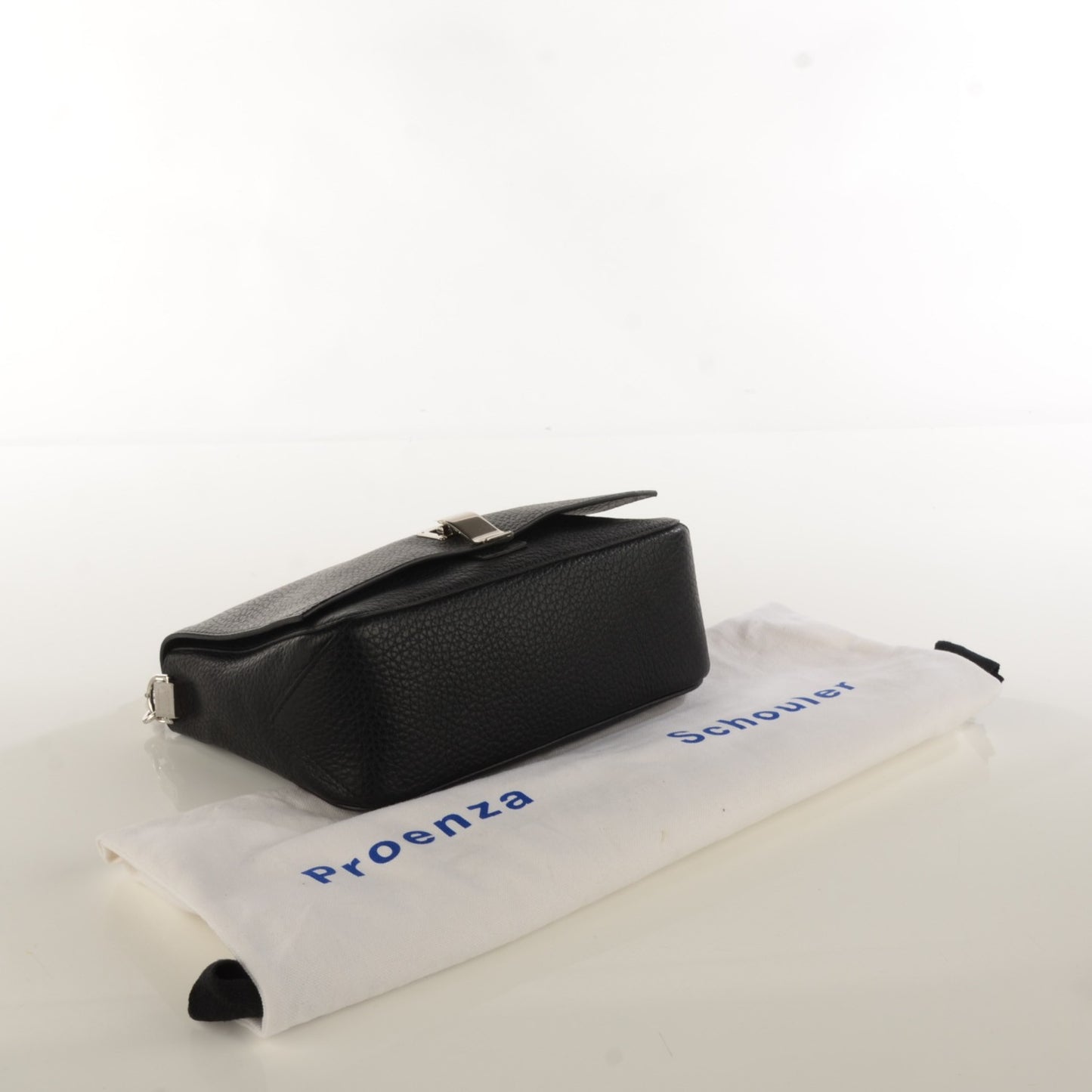 Pebbled Calfskin Small Courier Black