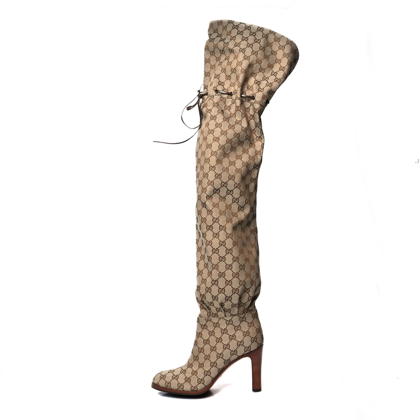 Monogram Over the Knee Boots 40 Beige Ebony