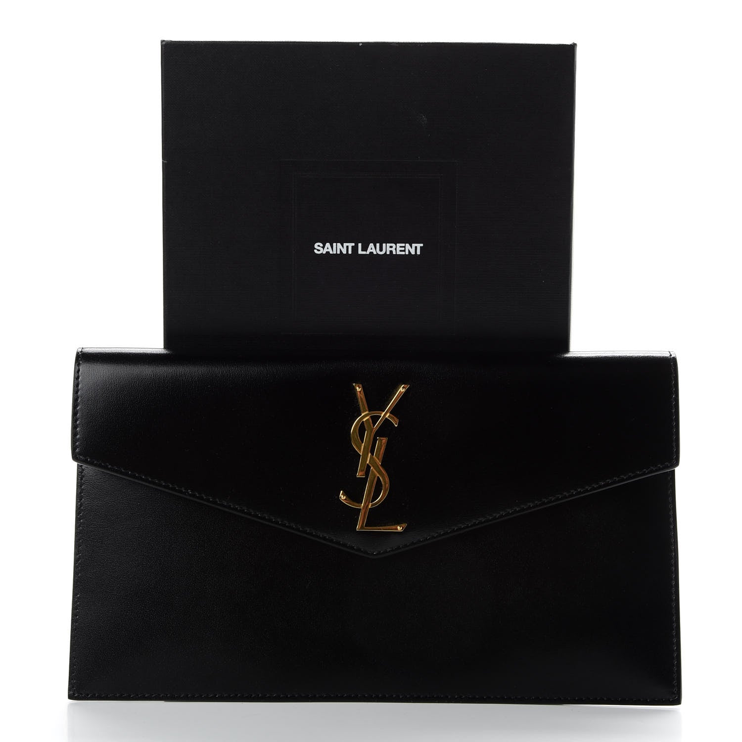 Saint Laurent Smooth Shiny Calfskin Monogram Uptown Pouch Black 7 of 7