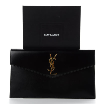 Saint Laurent Smooth Shiny Calfskin Monogram Uptown Pouch Black 7 of 7