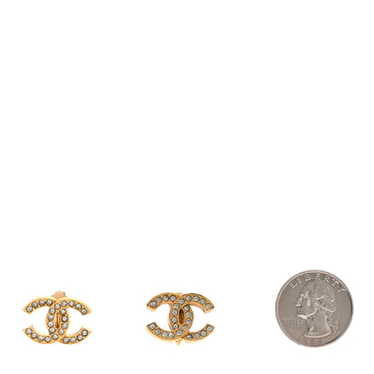 Chanel Crystal CC Clip on Earrings Gold 2 of 7