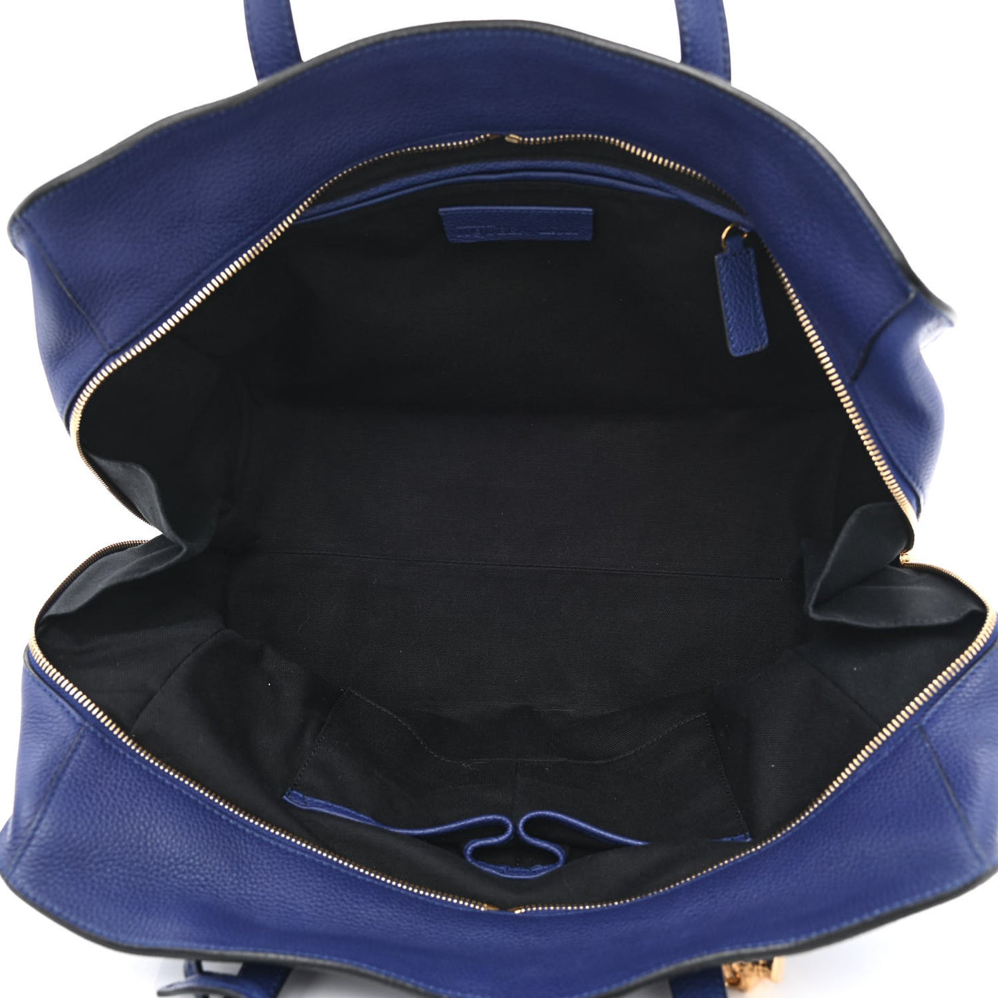 Pebbled Calfskin Large Skull Padlock Zip Around Tote Ultramarine