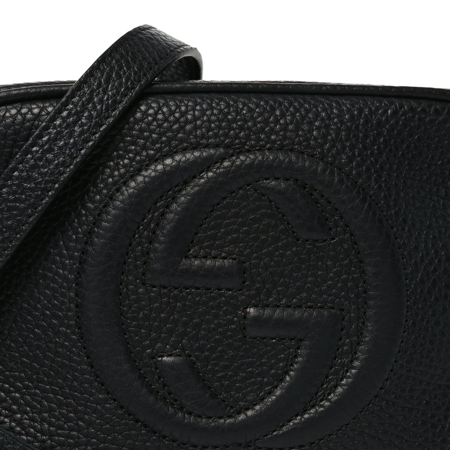 Pebbled Calfskin Small Soho Disco Bag Black