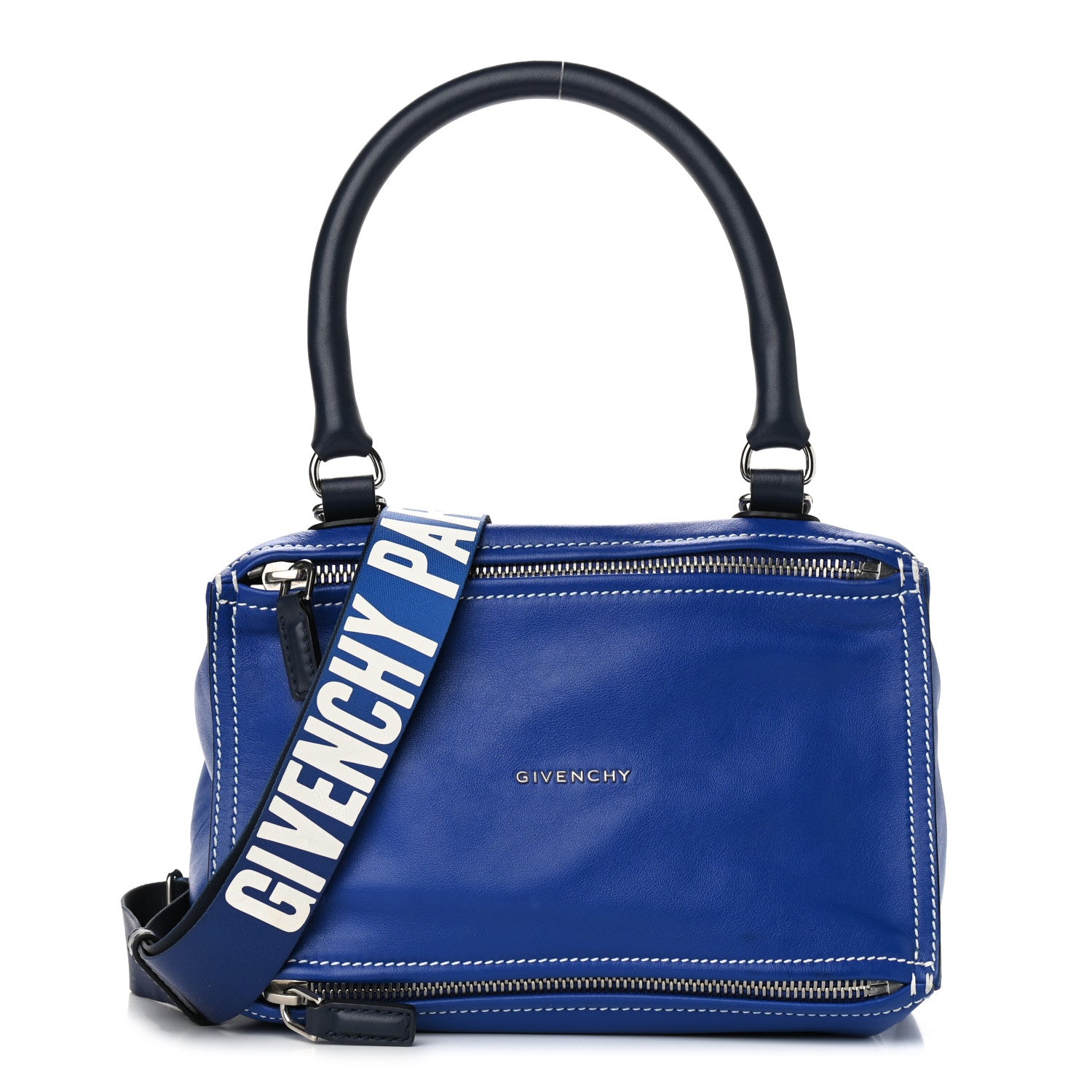 Givenchy Calfskin Small Pandora Logo Strap Blue 1 of 10