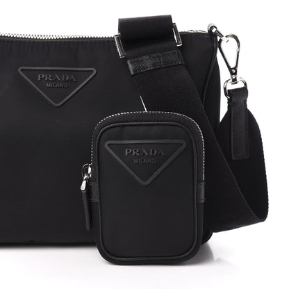 Prada Nylon Rubber Logo Compact Crossbody Bag Black 10 of 12