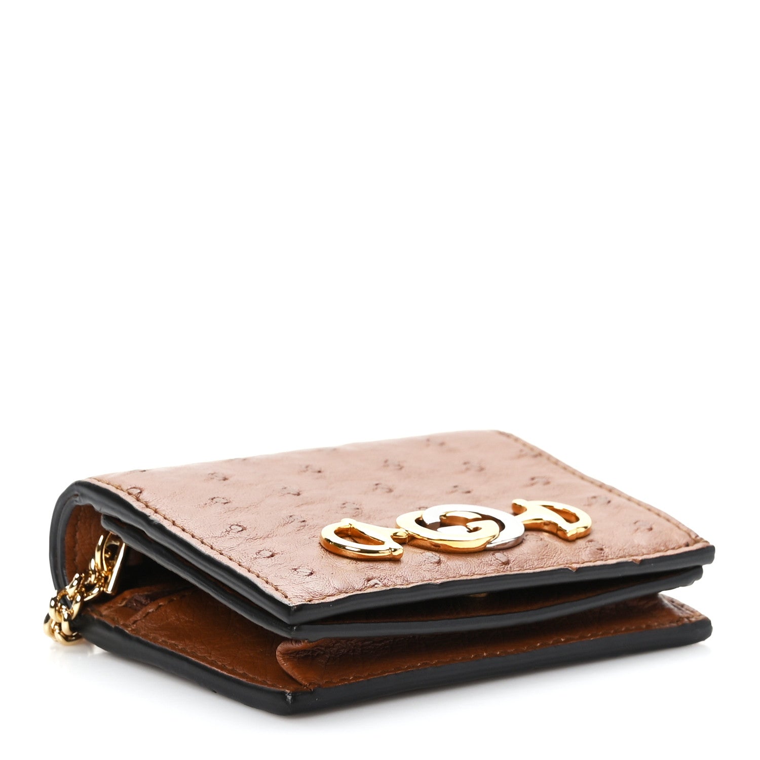 Gucci Ostrich Zumi Chain Card Case Wallet Brown 4 of 8