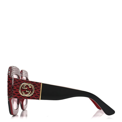 Gucci Snakeskin Acetate Square Sunglasses GG0484S Black Red 3 of 13
