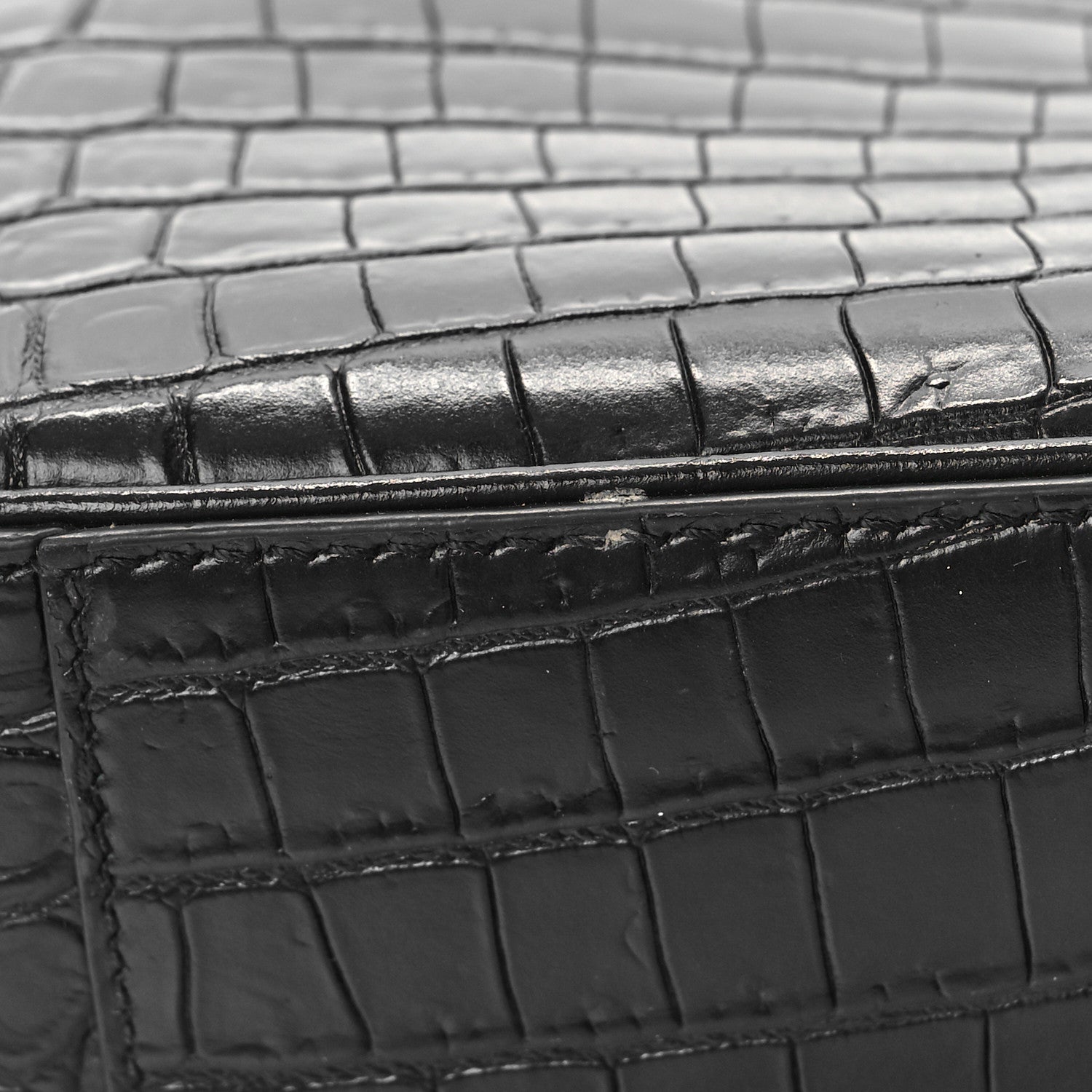 Saint Laurent Calfskin Crocodile Embossed Le 5 A 7 Hobo Black 9 of 9