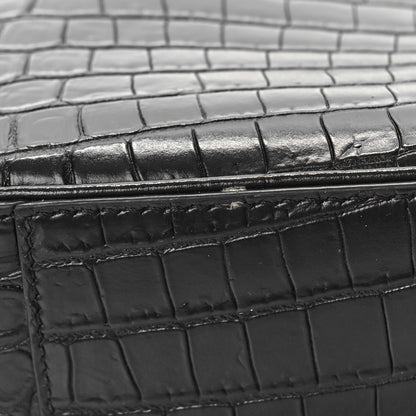 Saint Laurent Calfskin Crocodile Embossed Le 5 A 7 Hobo Black 9 of 9