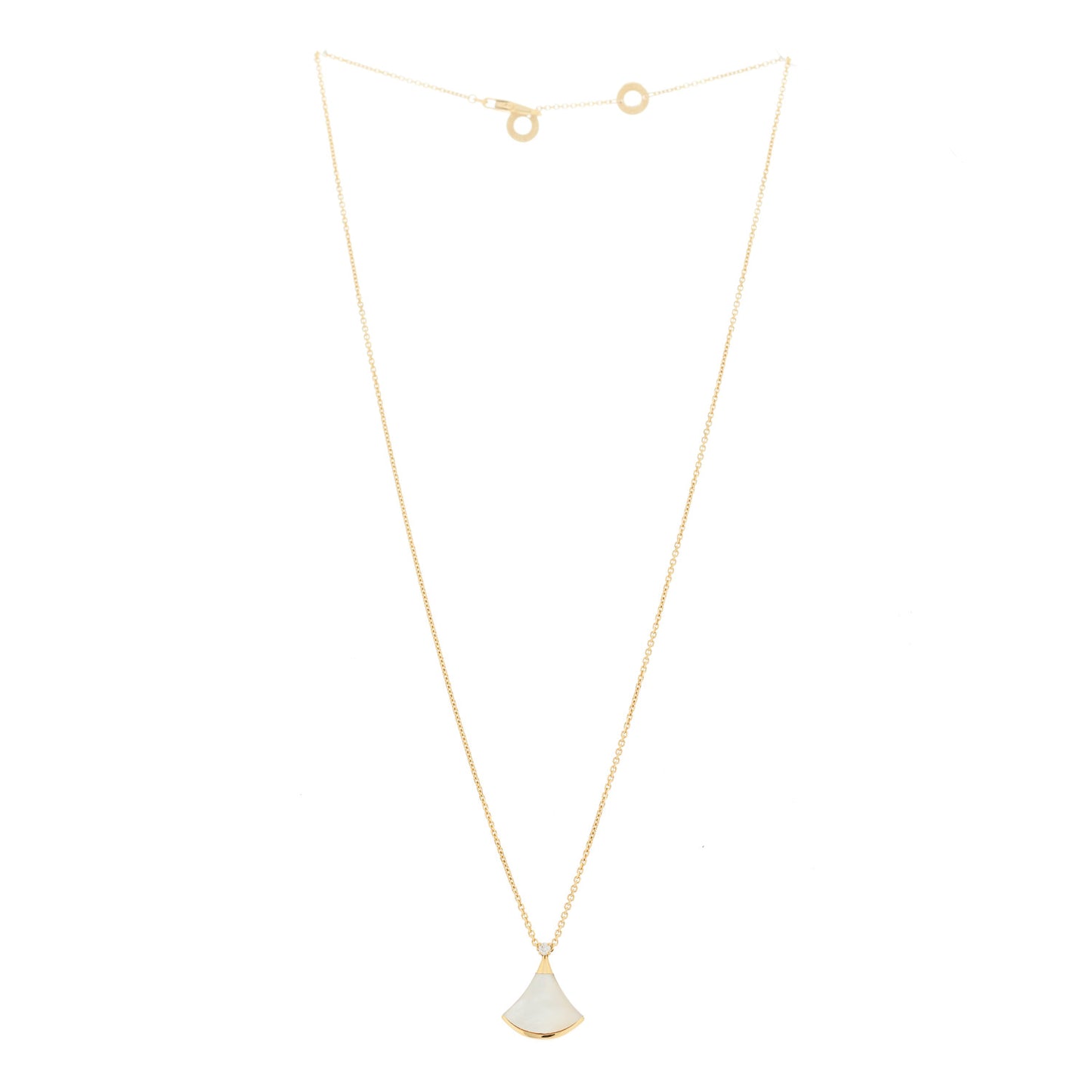 18K Yellow Gold Diamond Mother of Pearl Small Divas' Dream Pendant Necklace
