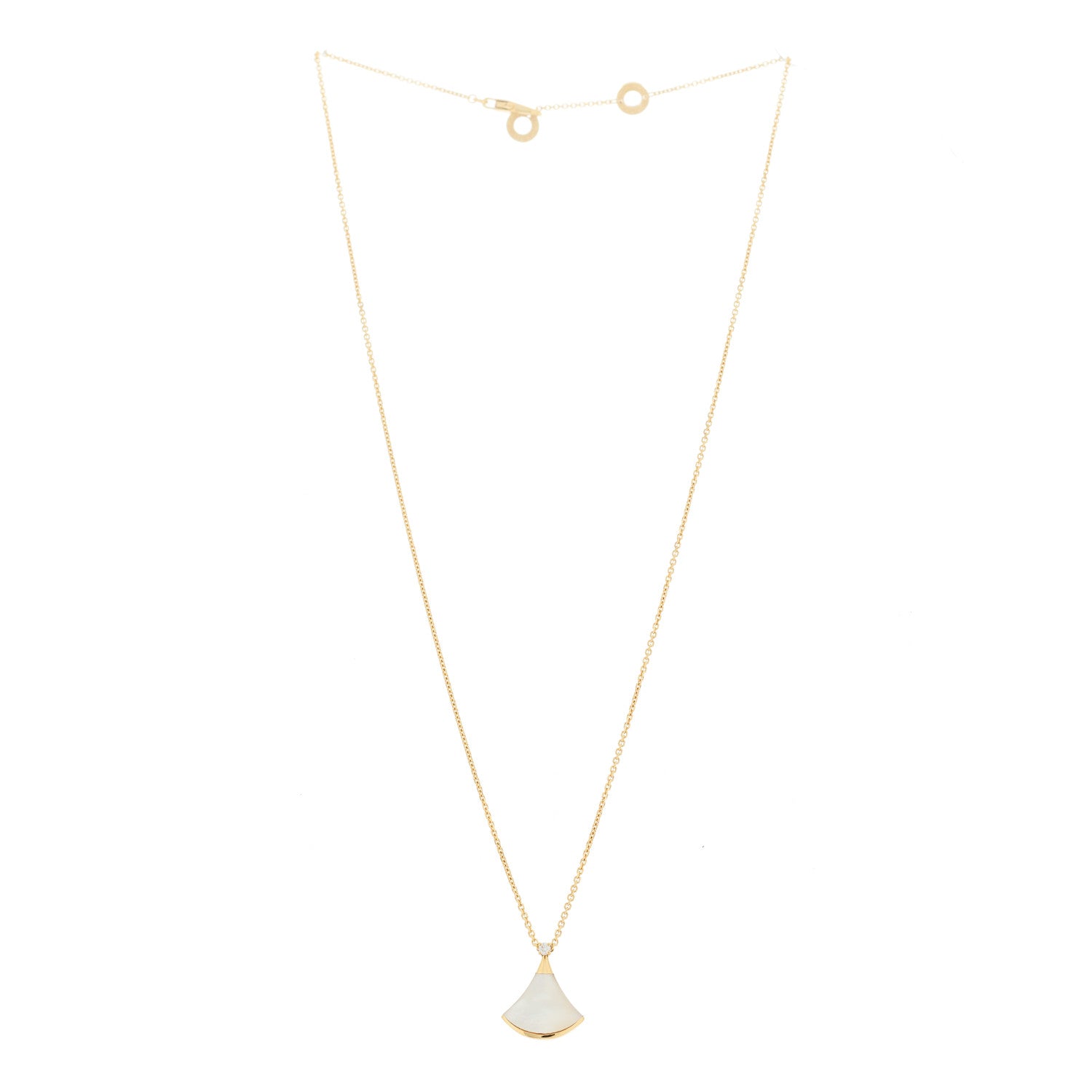Bulgari 18K Yellow Gold Diamond Mother of Pearl Small Divas' Dream Pendant Necklace 3 of 9
