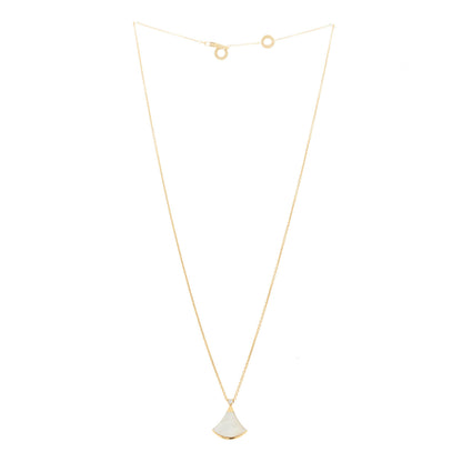 Bulgari 18K Yellow Gold Diamond Mother of Pearl Small Divas' Dream Pendant Necklace 3 of 9