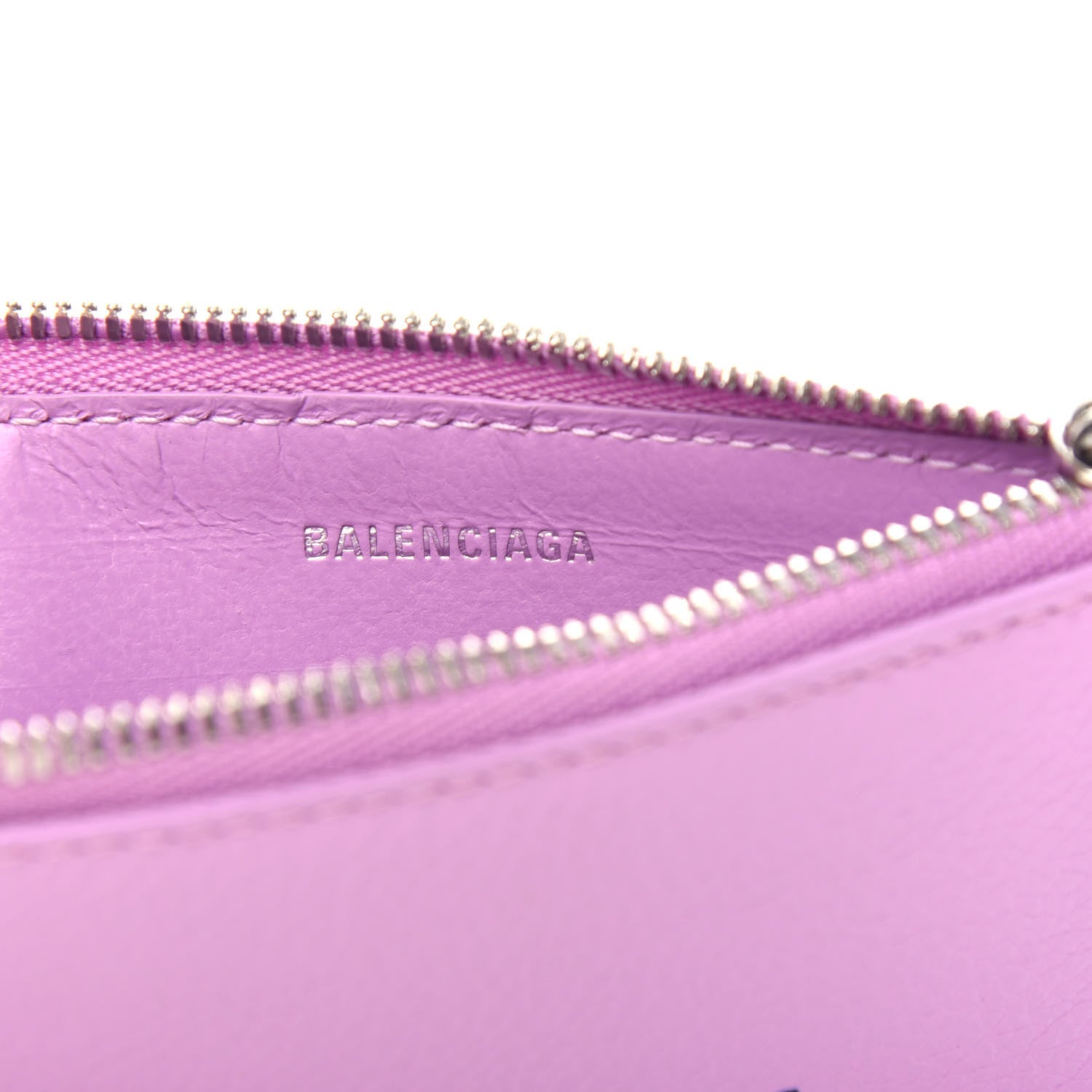 Balenciaga Grained Calfskin Logo Large Cash Long Coin Card Holder Lilac Black 6 of 8