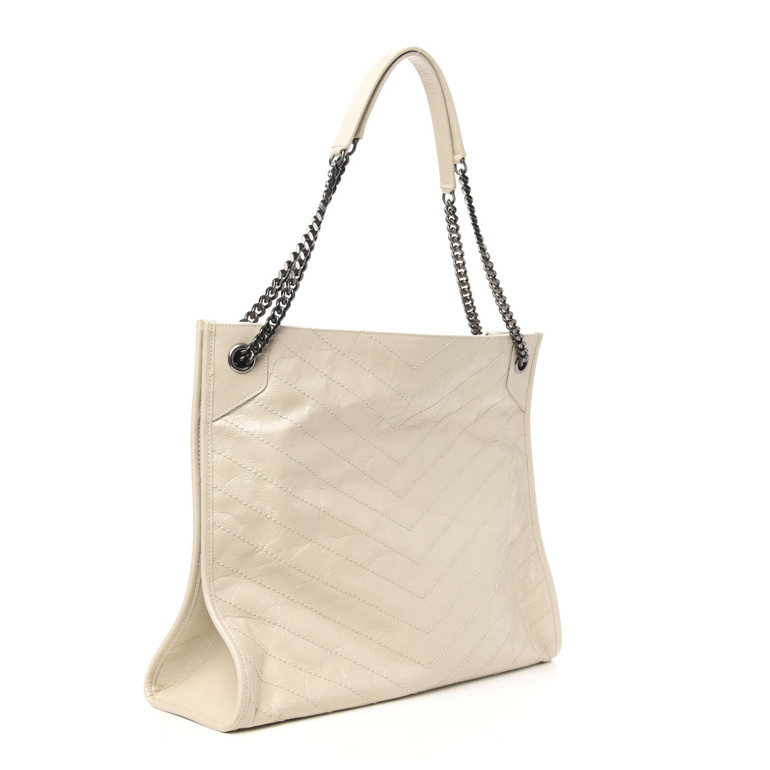 Saint Laurent Crinkled Calfskin Matelasse Monogram Niki Shopper Tote Crema Soft 3 of 9