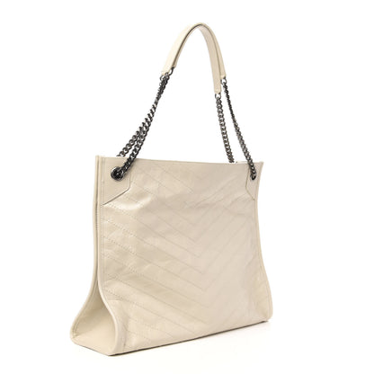 Saint Laurent Crinkled Calfskin Matelasse Monogram Niki Shopper Tote Crema Soft 3 of 9