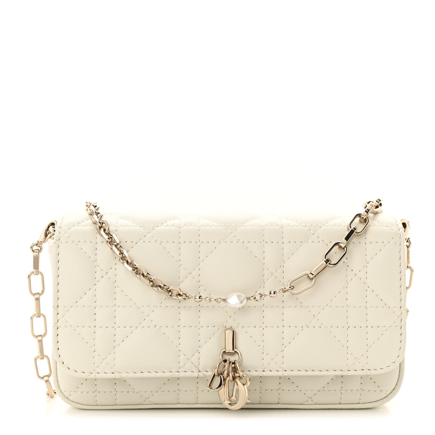 Christian Dior Lambskin Cannage Dior Talk Phone Pouch Latte 1 of 11
