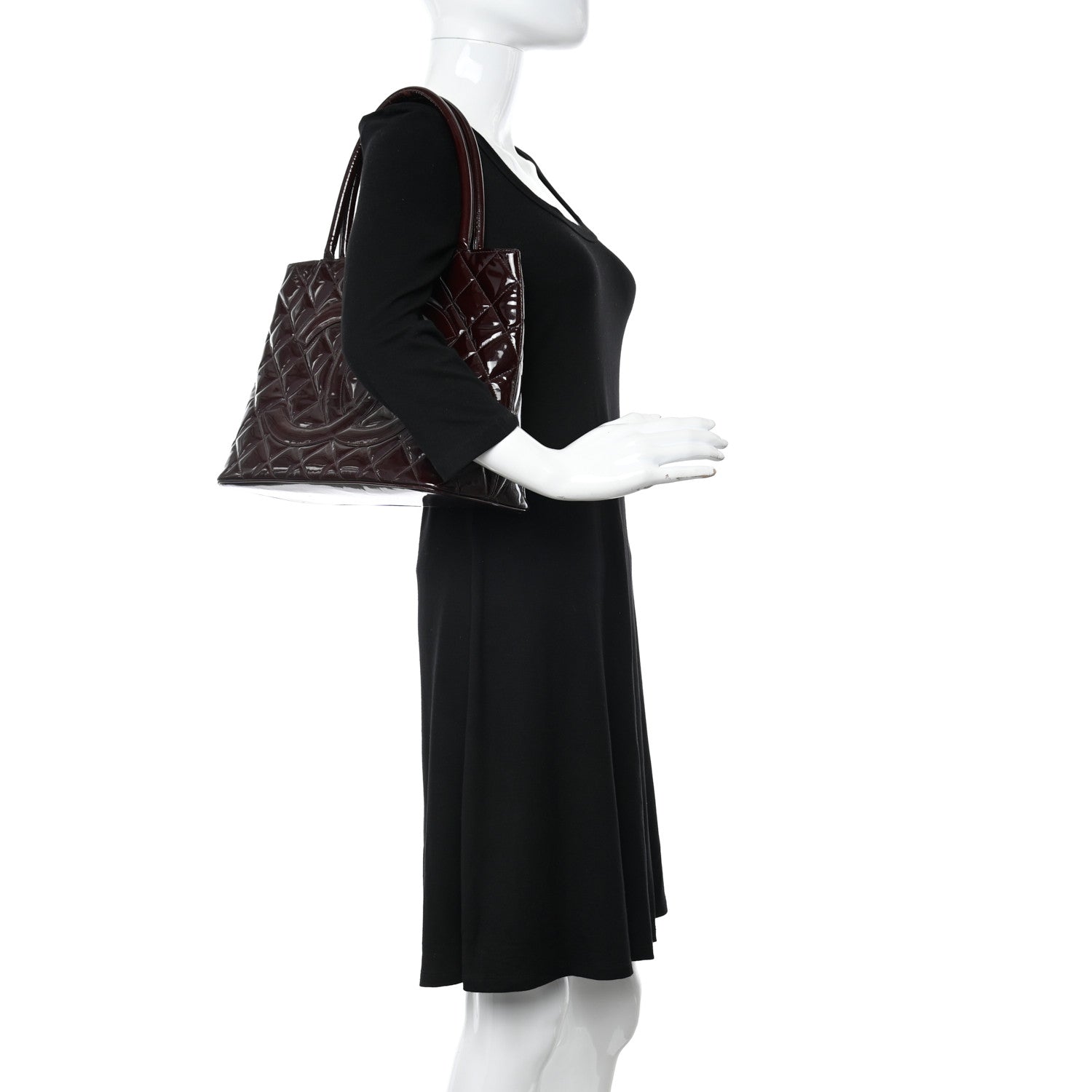 Chanel Patent Quilted Medallion Tote Burgundy 2 of 16