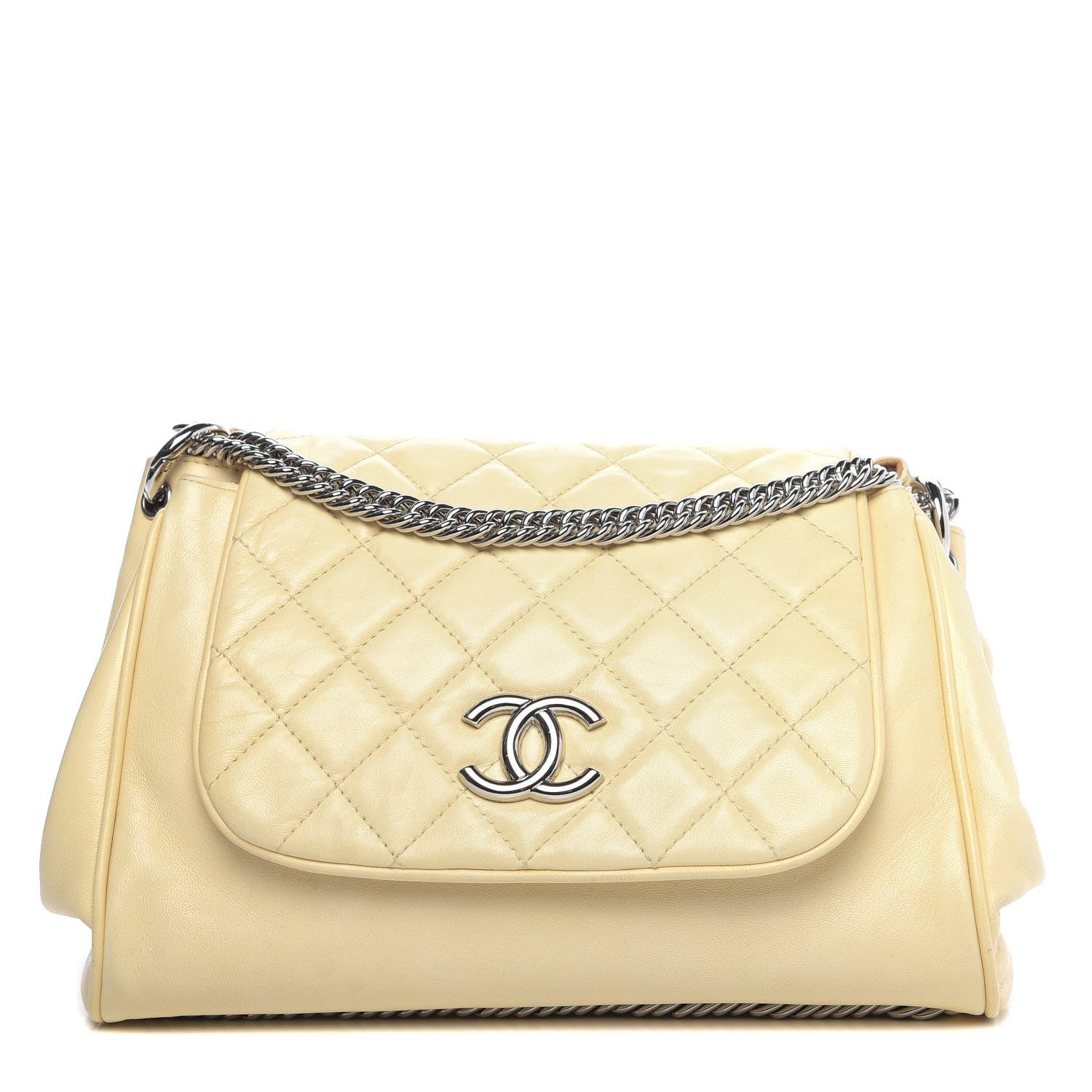 Chanel Washed Lambskin Quilted Bijoux Chain Accordion Flap White 1 of 12