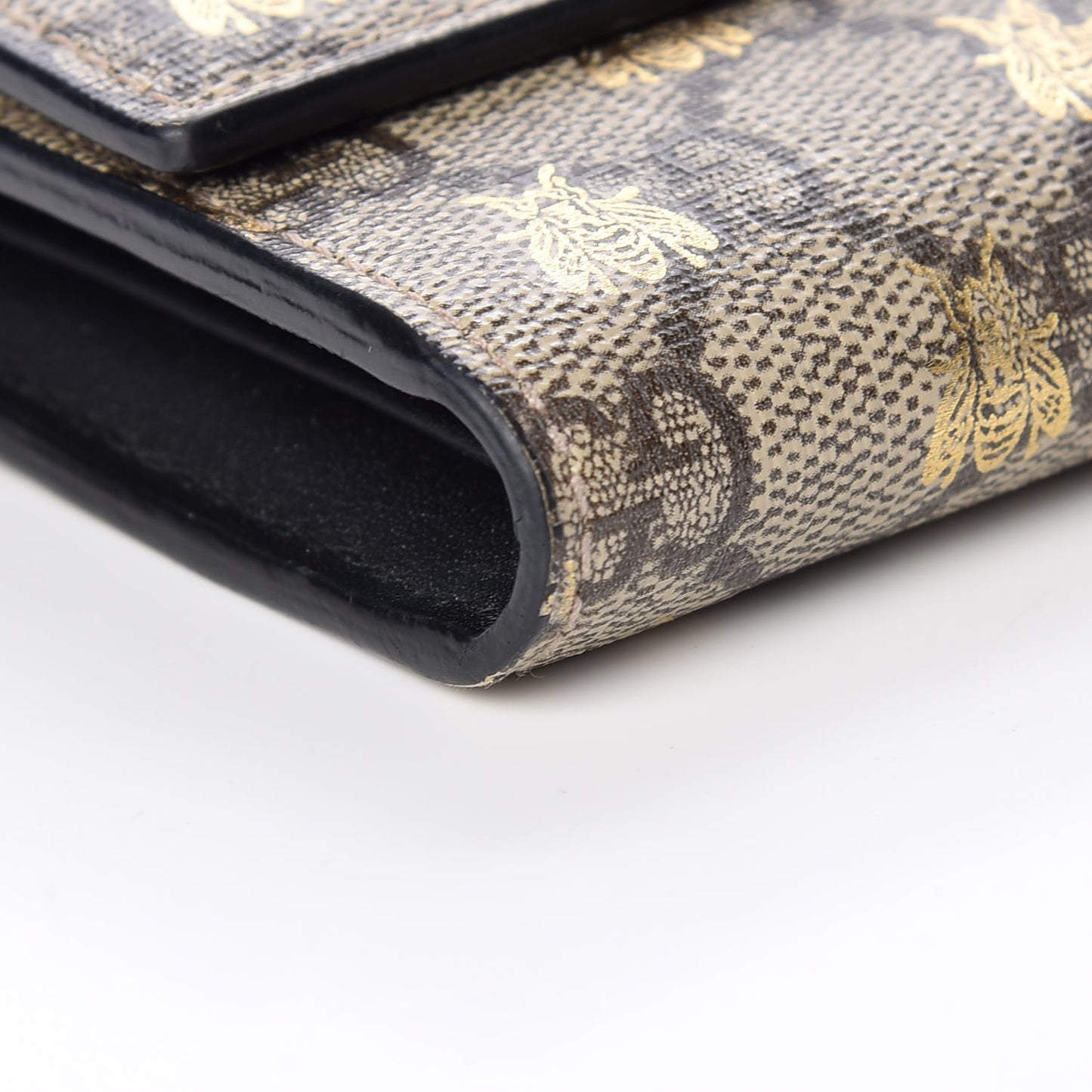 GG Supreme Monogram Bees Continental Wallet Beige Oro Black