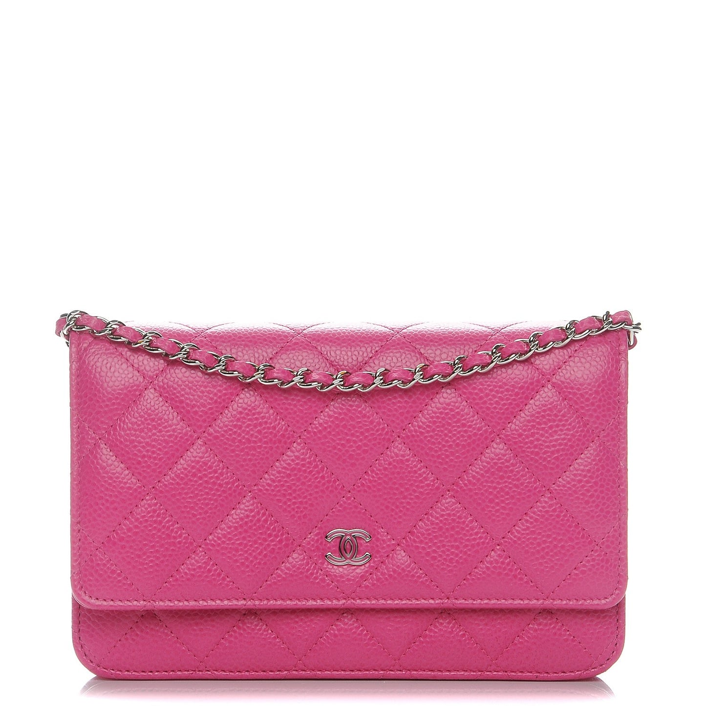 Caviar Quilted Wallet on Chain WOC Pink